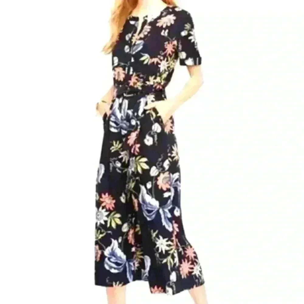 Ann Taylor Rayon Floral Short Sleeve Jumpsuit romper Size 00P D726300